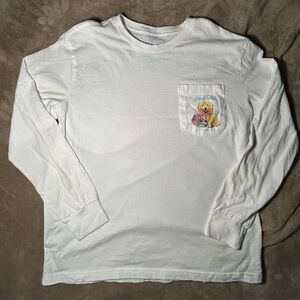 Lauren James Stay Golden Dog Pocket Long Sleeve Tee White Small